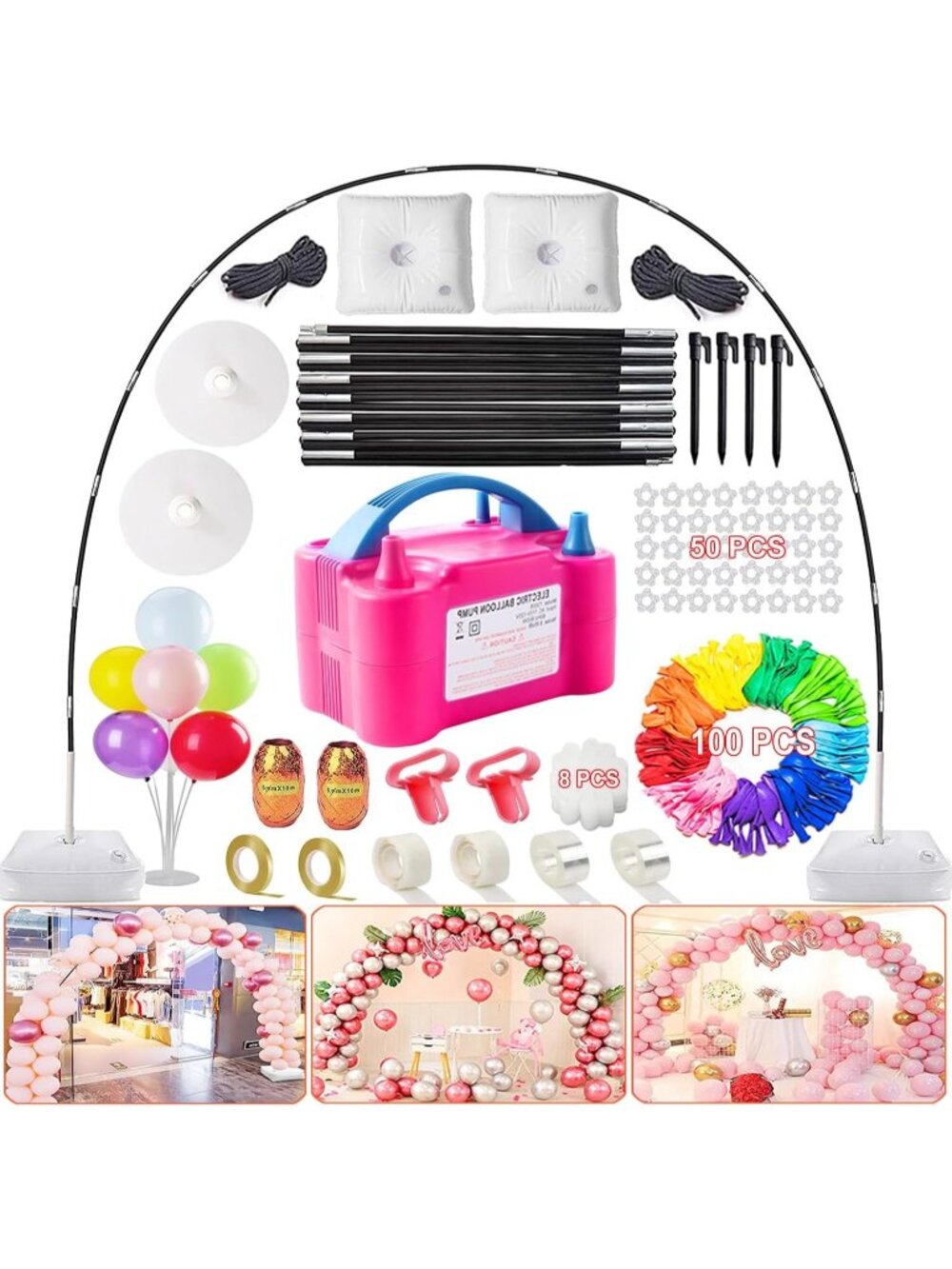 New Balloon Arch Kit and Balloon Pump, 9Ft Tall & 10Ft Wide